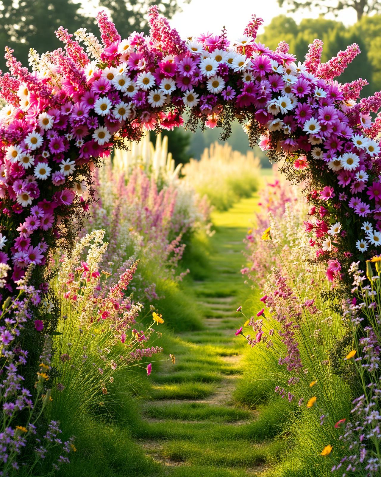 Floral archway in the meadow